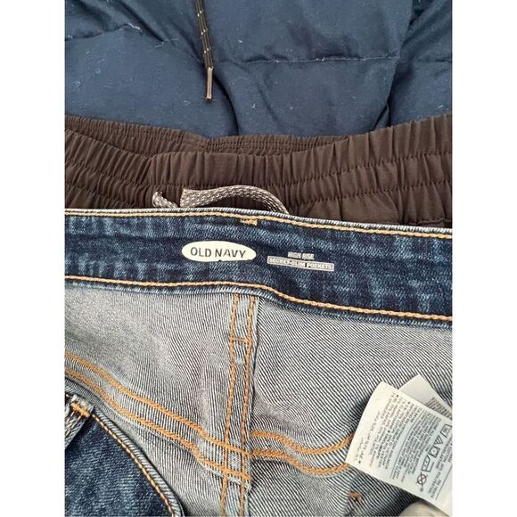 Old Navy dark wash high rise secret slim pockets distressed jean shorts 16 - Picture 2 of 4